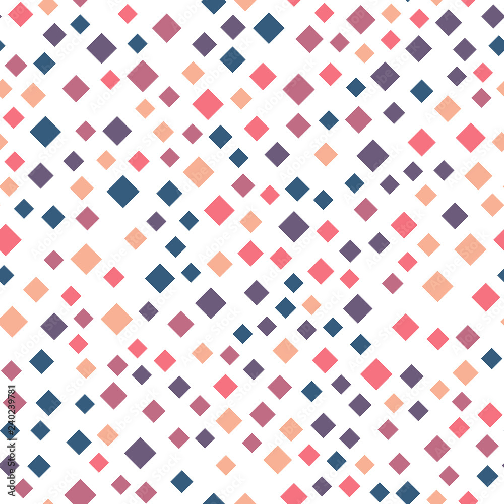 Seamless abstract geometric pattern of squares in random order. Funny, happy and children theme. Simple flat vector illustration. Seamless abstract geometric pattern of squares in random order. Funny, happy and children theme. Simple flat vector illustration.