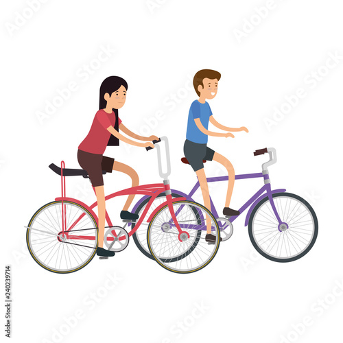 couple in bicycle traveling