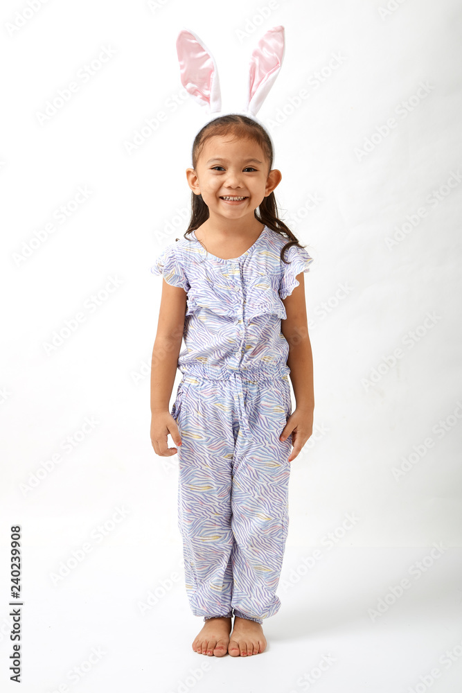 Girl acting as a little easter day Girl acting as a little easter day