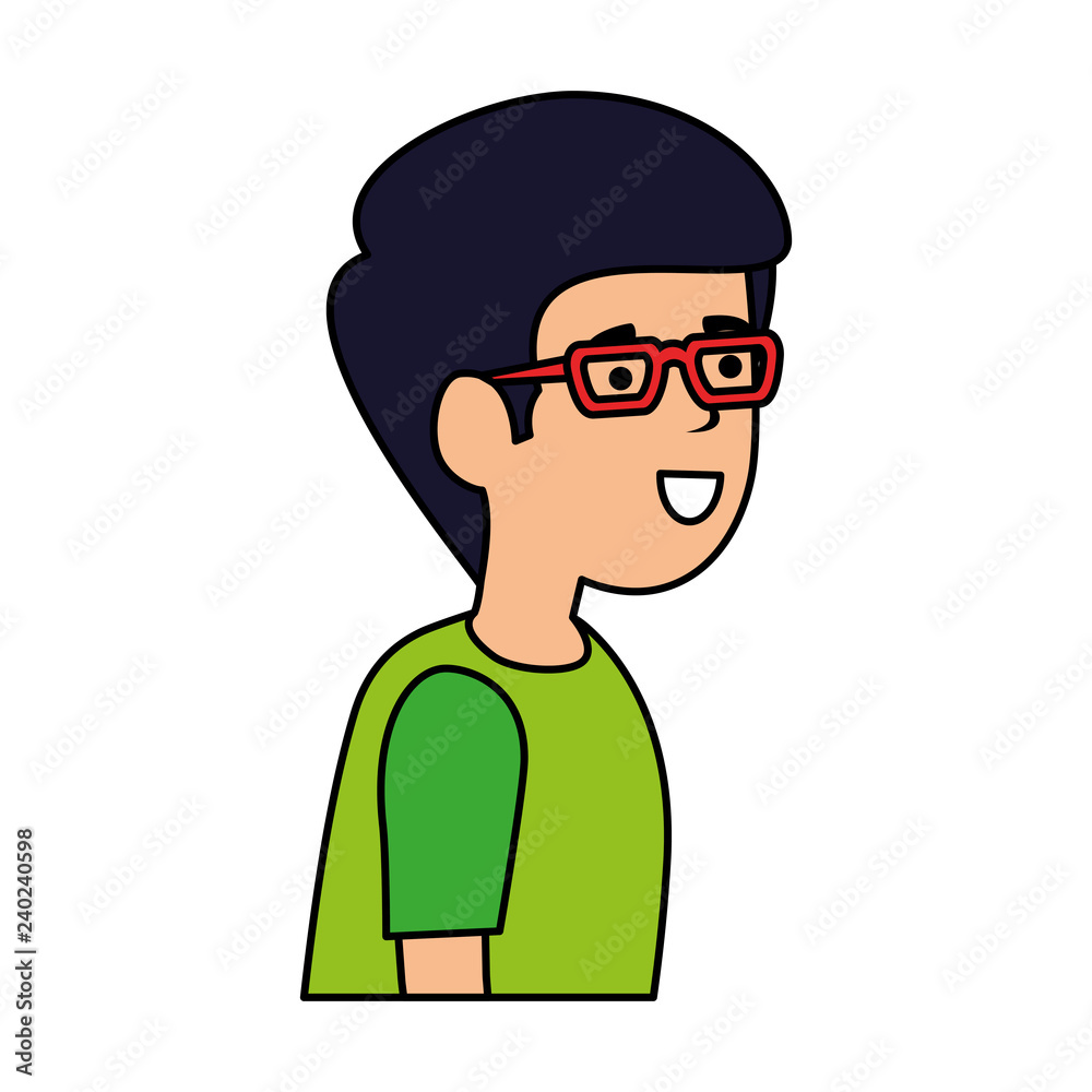 young and casual man with glasses character