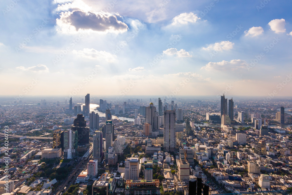 The evening and night lights of Bangkok when viewed from a corner on December 6, 2018. The evening and night lights of Bangkok when viewed from a corner on December 6, 2018.