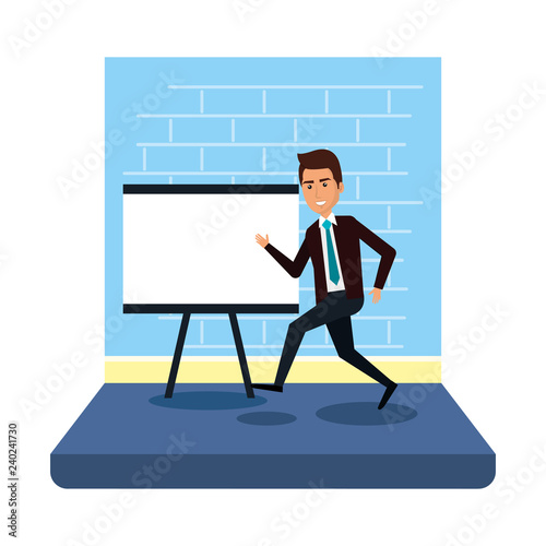 businessman with paperboard training