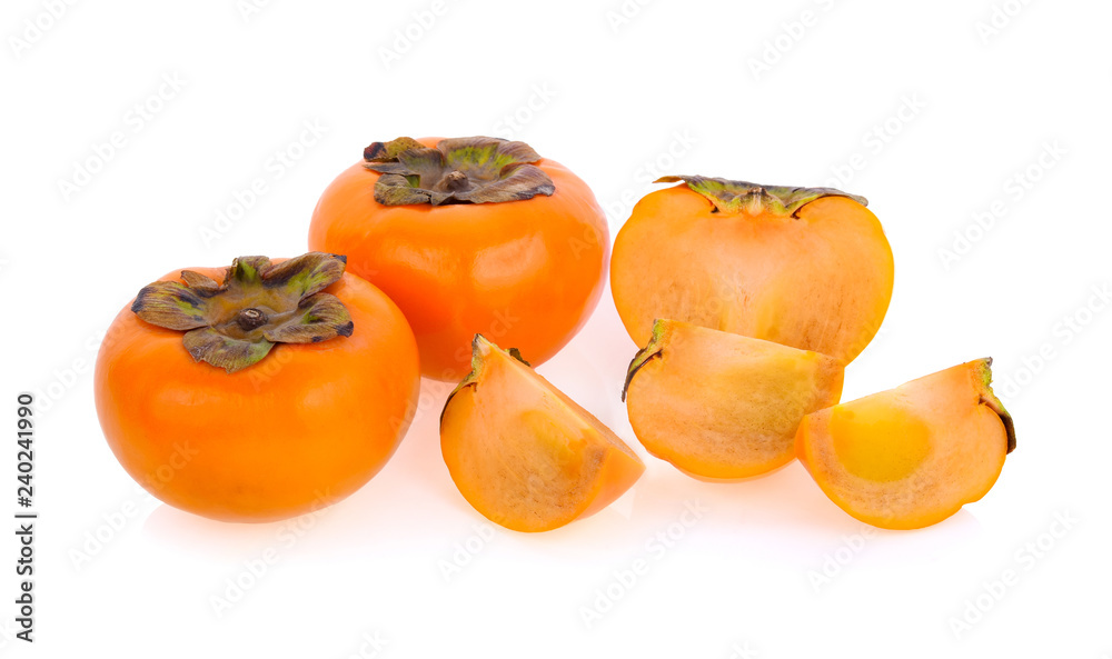 fresh ripe persimmons isolated on white background fresh ripe persimmons isolated on white background