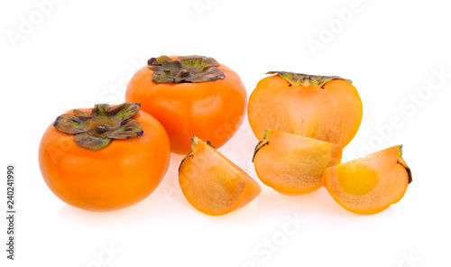 fresh ripe persimmons isolated on white background