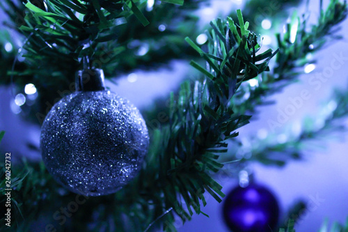 Silver ball on christmas tree