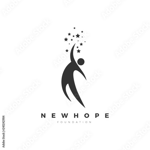 People Reaching The Star Logo Design Template