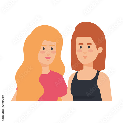 couple businesswomen avatars characters