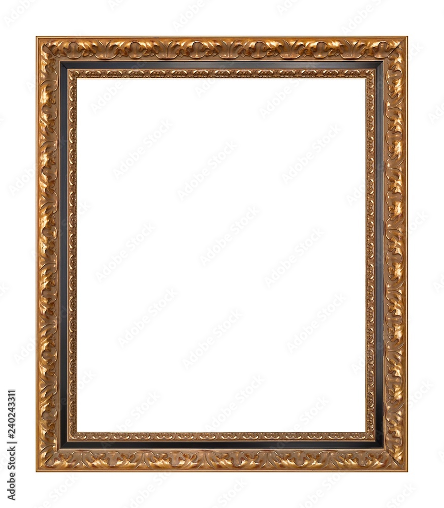 Golden frame for paintings, mirrors or photo isolated on white background Golden frame for paintings, mirrors or photo isolated on white background