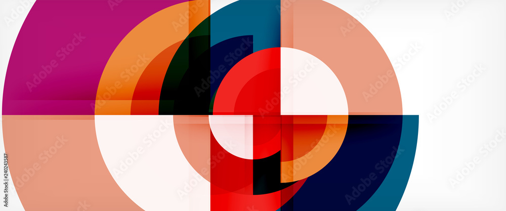 Modern geometric circles abstract background, colorful round shapes with shadow effects Modern geometric circles abstract background, colorful round shapes with shadow effects