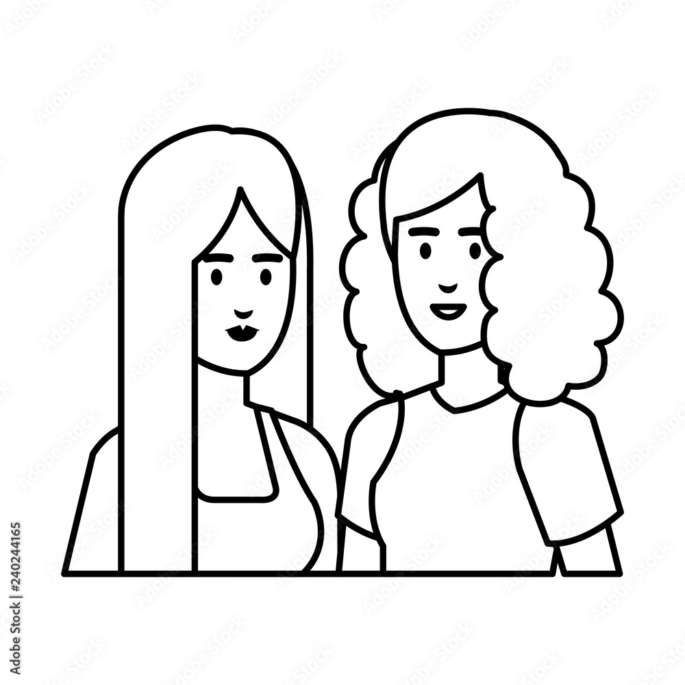 couple businesswomen avatars characters