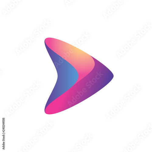 Abstract colorful gradient arrow logo, play button vector icon