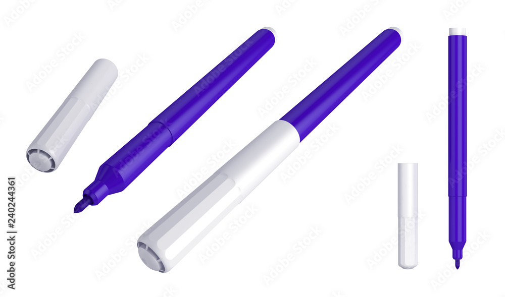 Markers isolated on white background, 3D rendering Markers isolated on white background, 3D rendering