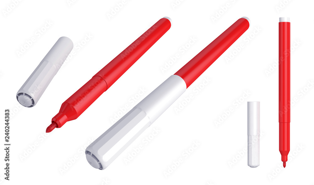 Markers isolated on white background, 3D rendering