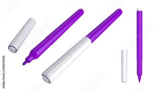 Markers isolated on white background, 3D rendering