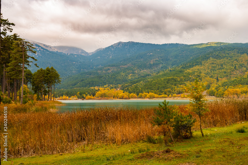 Picturesque autumn landscape in Doxa lake in Peloponnese, Greece Picturesque autumn landscape in Doxa lake in Peloponnese, Greece