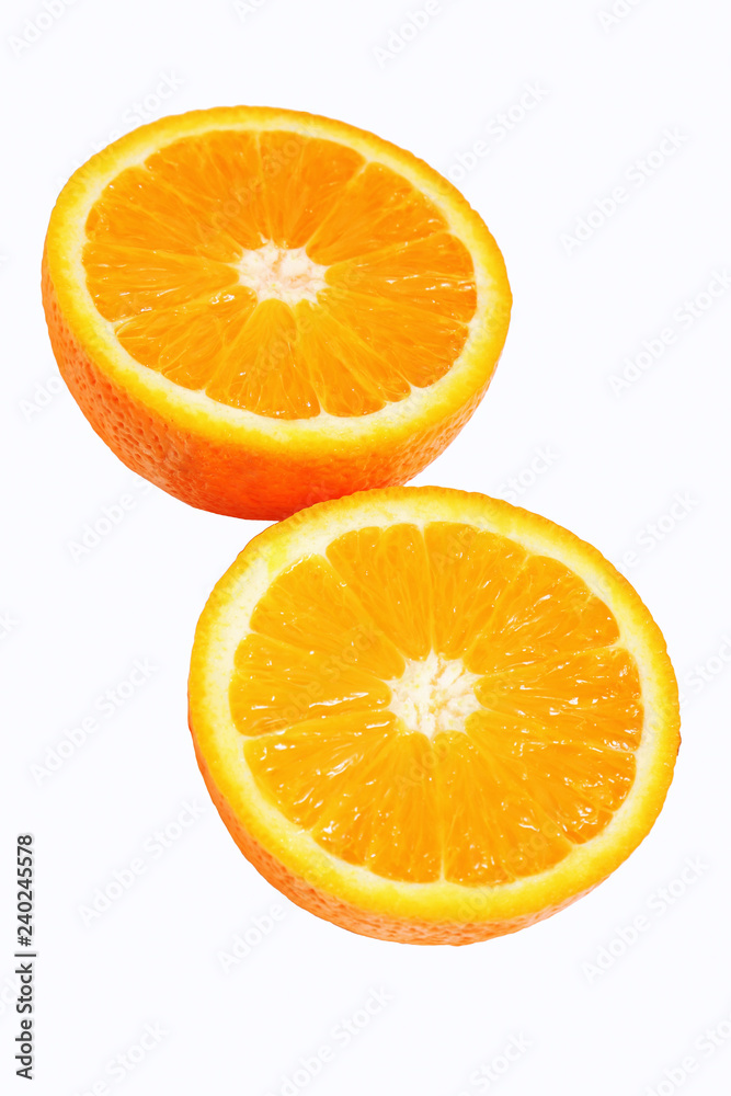 Orange with half isolated on white background Orange with half isolated on white background