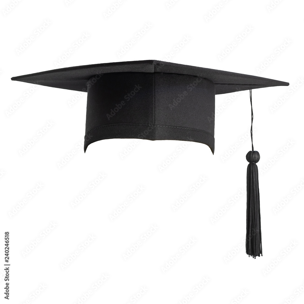 Graduation cap, Academic cap or Mortarboard in black isolated on white  background with clipping path for educational hat design mockup and school  commencement hat mock-up template Stock Photo | Adobe Stock