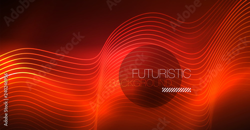 Neon lines wave background. Abstract composition