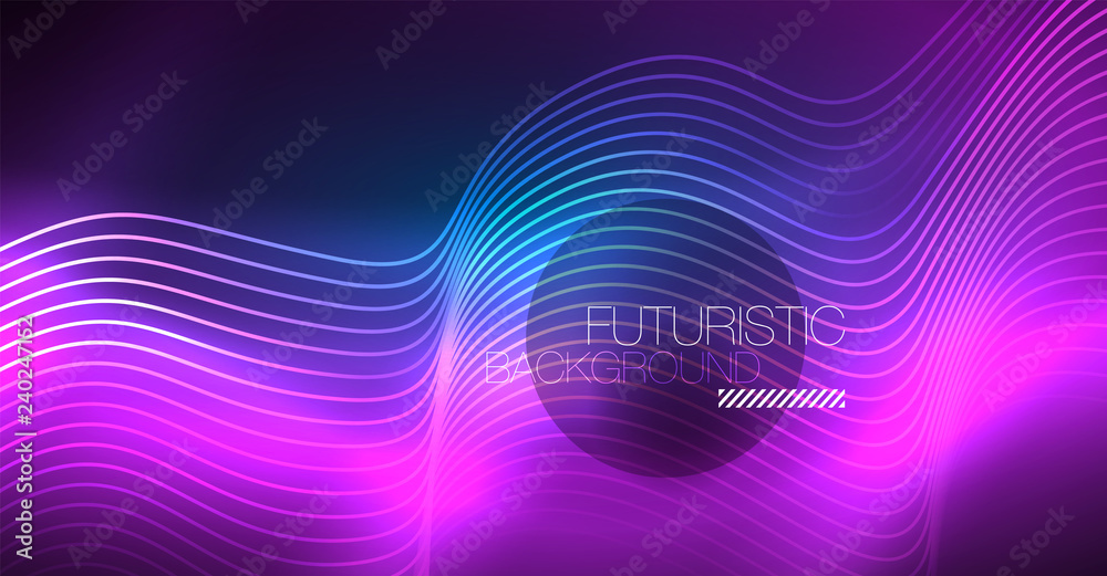 Glowing abstract wave on dark, shiny motion, Christmas and New Year magic space light. Techno abstract background Glowing abstract wave on dark, shiny motion, Christmas and New Year magic space light. Techno abstract background