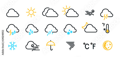 Obraz na plátně Weather icons set isolated on a white background