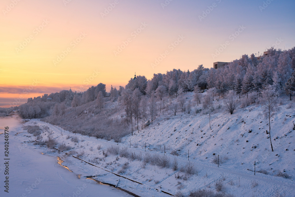 Gorgeous winter landscape shot at sunset