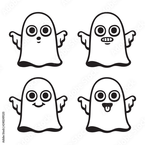 Cute cartoon ghost set