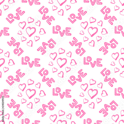 Love seamless pattern with hearts.