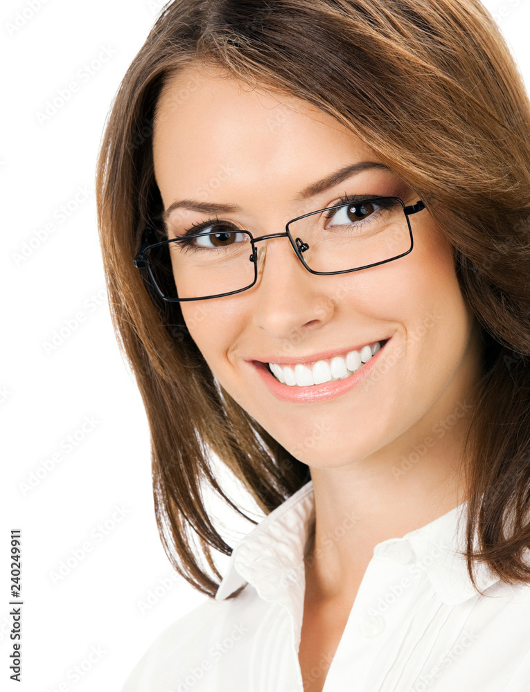 Portrait of smiling businesswoman, isolated