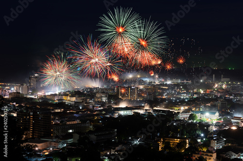 Firework display festival ..Beautiful firework showing over the city  for christmas and new year celebration.. © sbw19