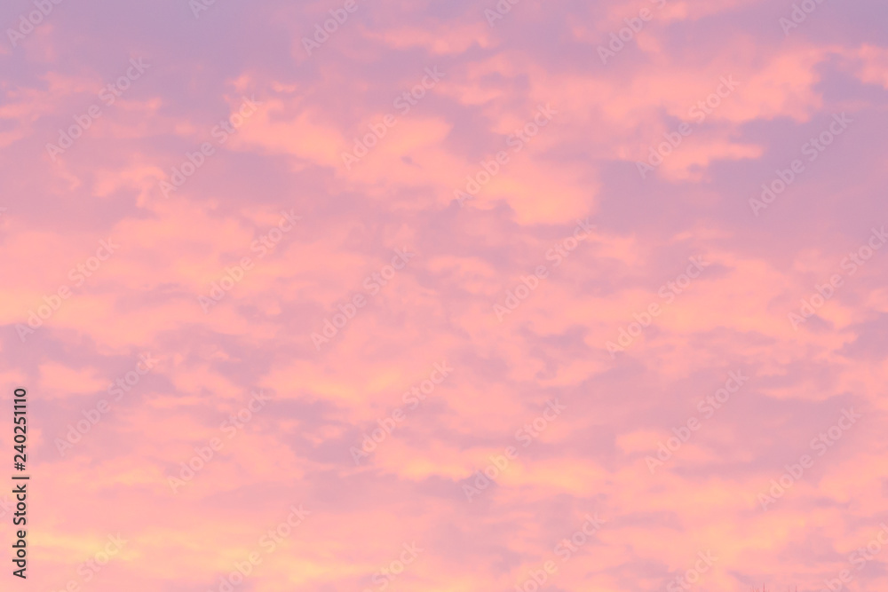 purple and pink sky at dawn or sunset, romantic clouds background