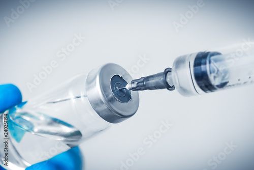 medical ampoule and syringe close-up