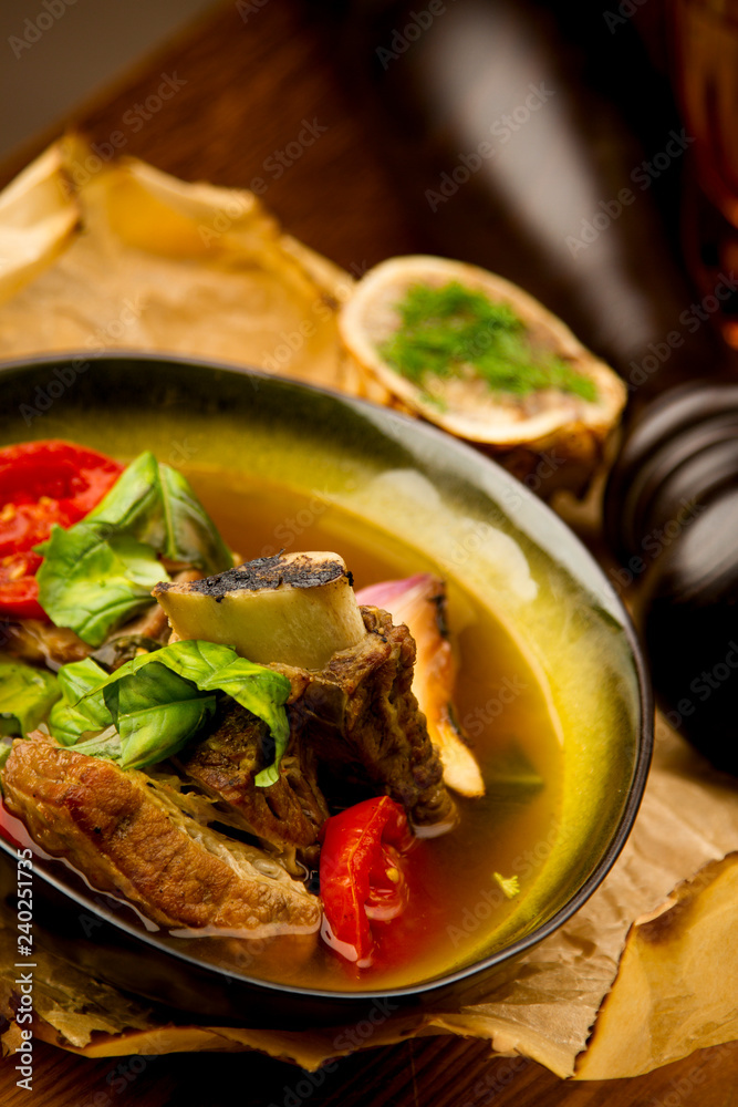 beef rich soup with sugar bone and vegetables beef rich soup with sugar bone and vegetables