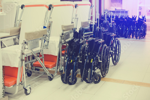 hospital trolley, wheelchair in hospital