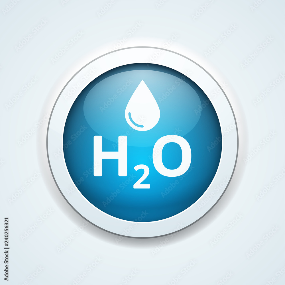 Water H2O drop button illustration Water H2O drop button illustration