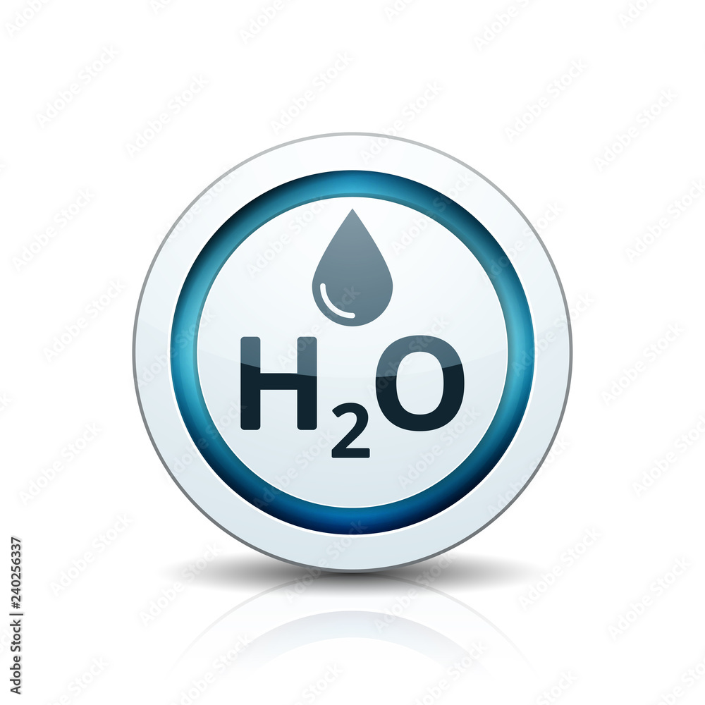 Water H2O drop button illustration Water H2O drop button illustration