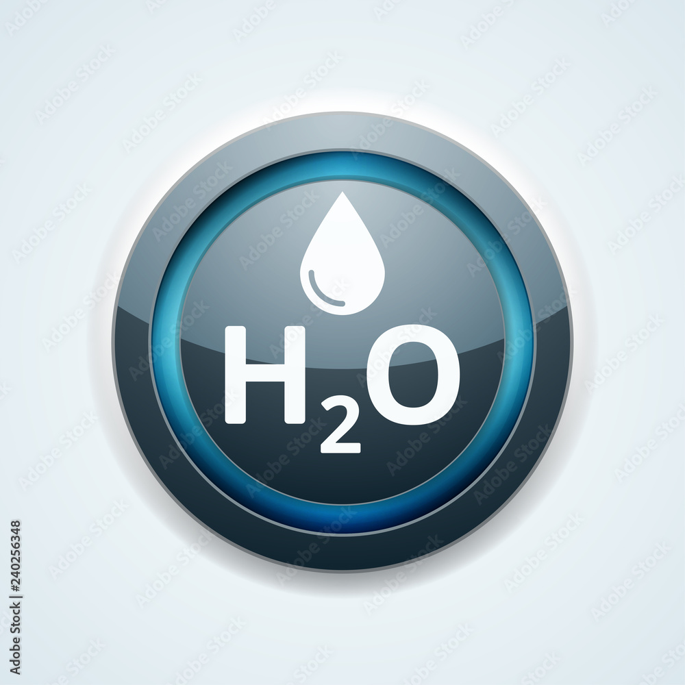 Water H2O drop button illustration Water H2O drop button illustration