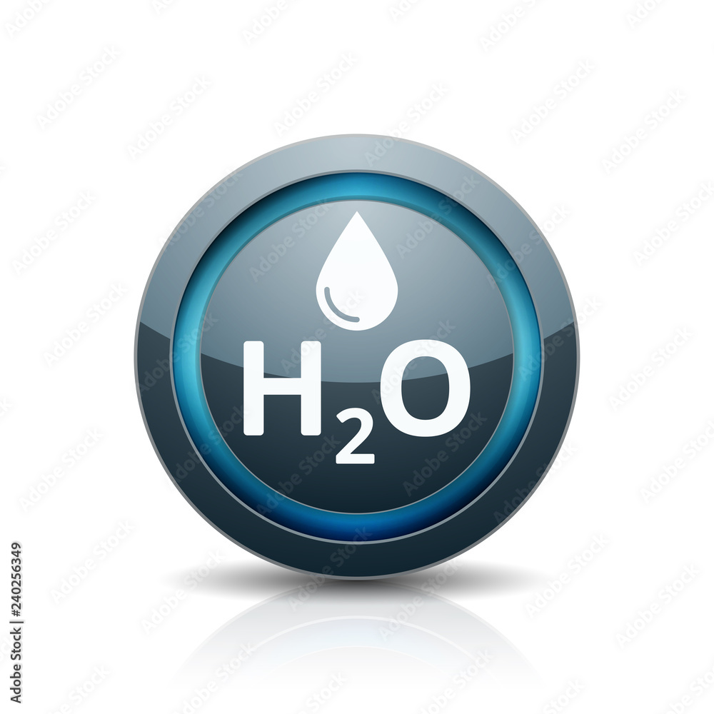 Water H2O drop button illustration Water H2O drop button illustration