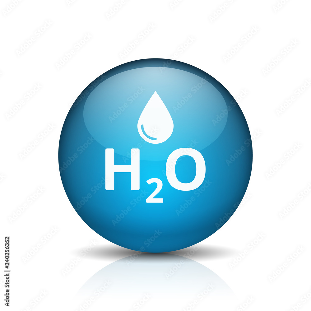 Water H2O drop button illustration Water H2O drop button illustration