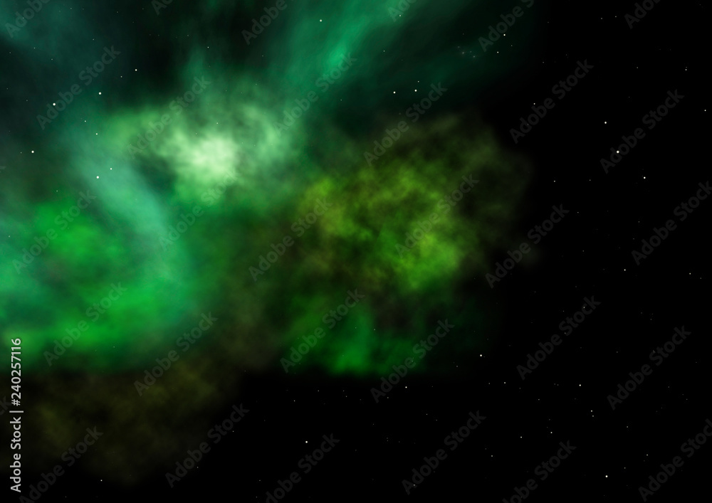 Far being shone nebula and star field. 3D rendering