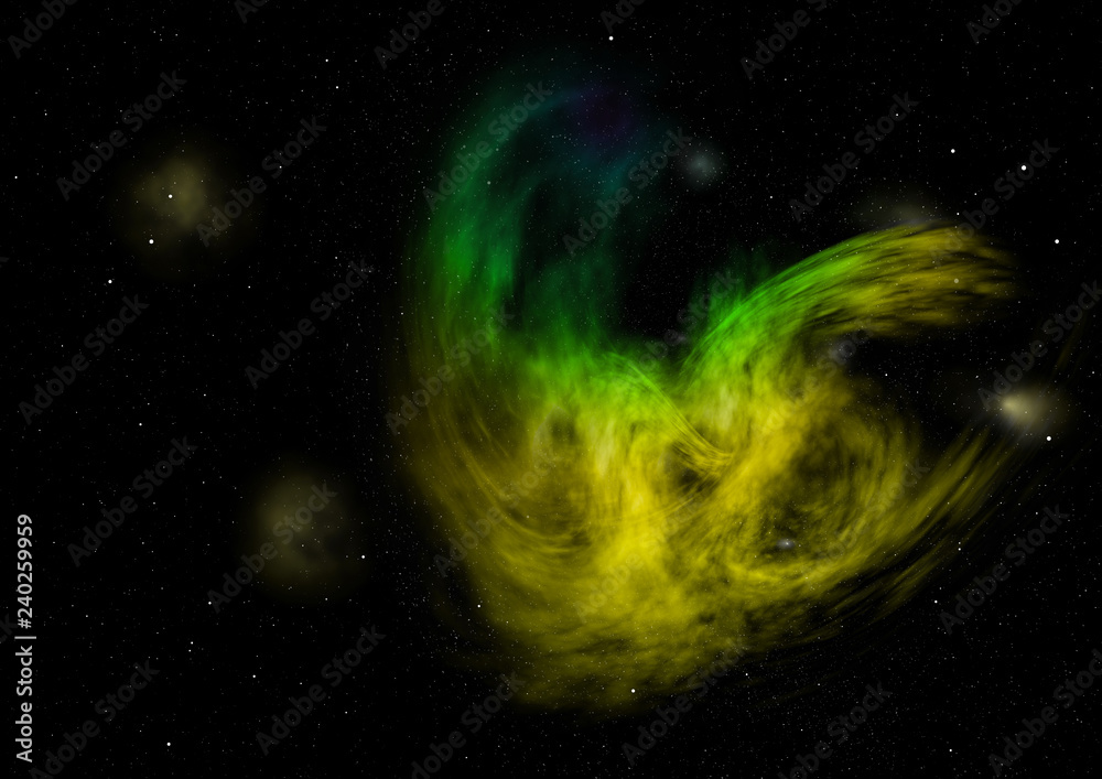 Star field in space and a nebulae. 3D rendering Star field in space and a nebulae. 3D rendering