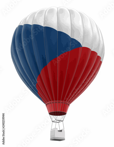 Hot Air Balloon with Czech Flag. Image with clipping path