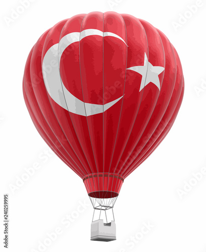 Hot Air Balloon with Turkish Flag. Image with clipping path