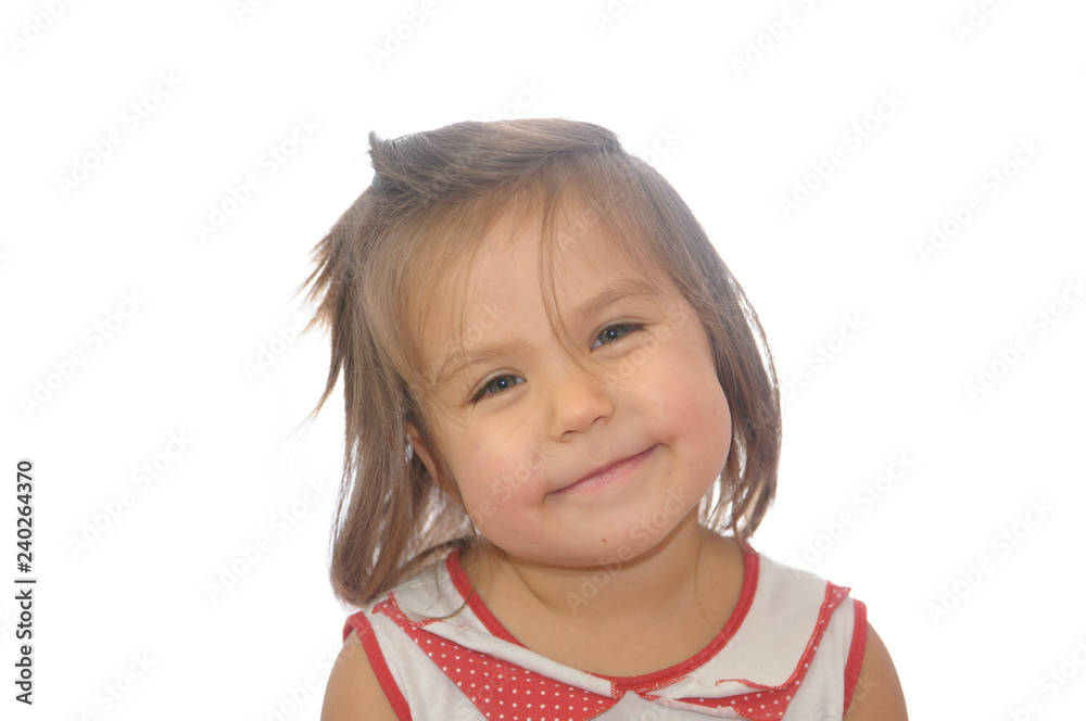 little girl portrait happy smiling isolated on white background little girl portrait happy smiling isolated on white background