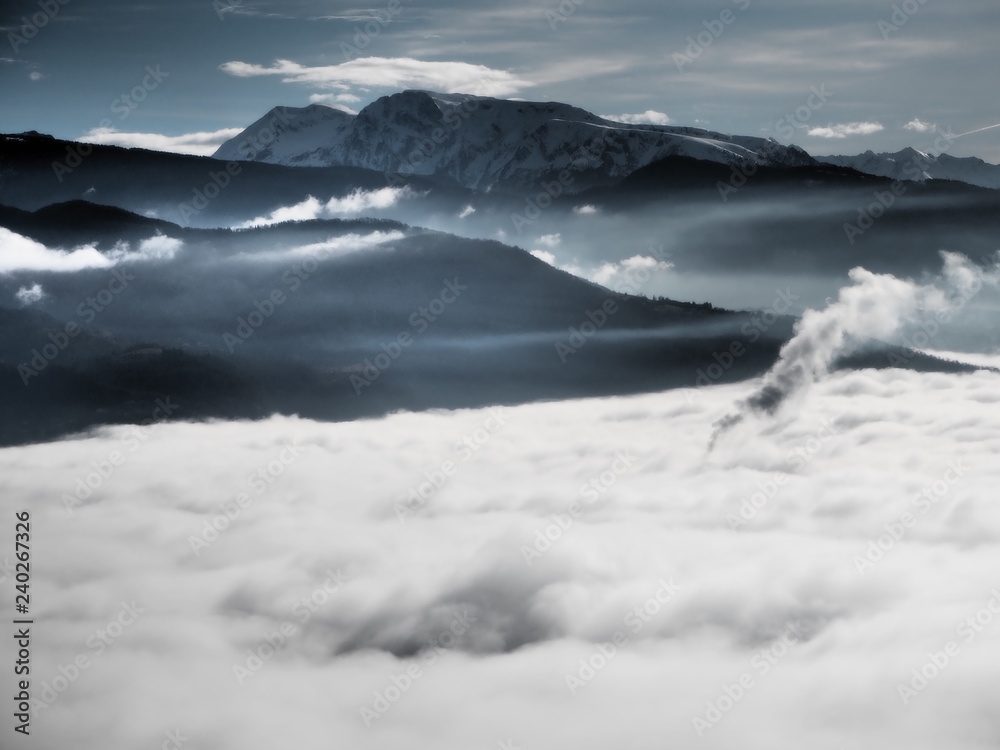 Sea of clouds above the city of Grenoble, France Sea of clouds above the city of Grenoble, France
