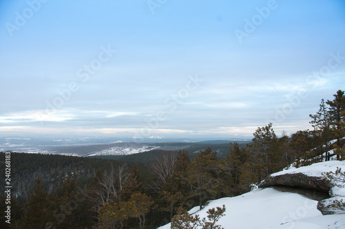Winter landscape on top of the mountains