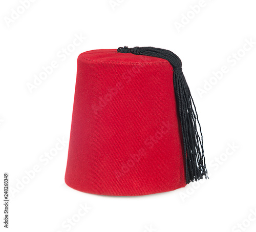 Traditional Turkish red hat isolated on white background.   