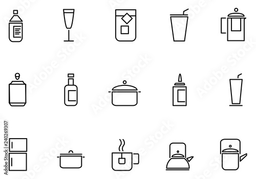 food icon set, vector,Collection of restaurant thin line icons