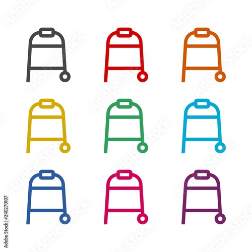 Rolling walker icon or logo, color set
