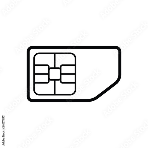 Black line icon for sim card