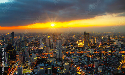 Cityscape Bangkok city building Thailand sunset twilight Asian Thailand 